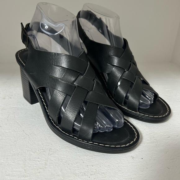 Bella Vita Black Woven Heeled Sandals - Picture 1 of 7